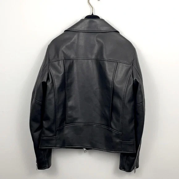NWOT Gap Vegan Faux-Leather Black Moto Motorcycle Jacket Size XS 🖤 - Picture 6 of 7